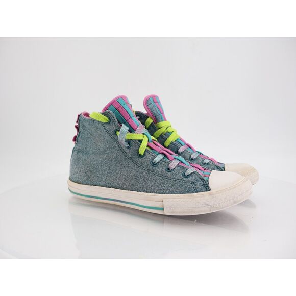 Converse Chuck Taylor All Star Loopholes Hi Teal/Pink Junior Size 6 Sneaker Shoe - Picture 1 of 10